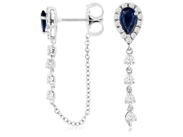 Sapphire and Diamond Earrings in 14 kt White Gold
