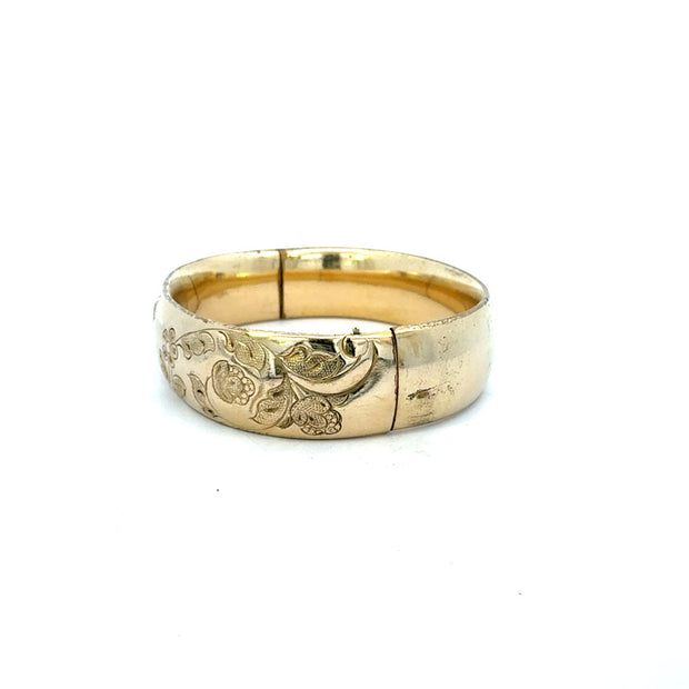 Vintage Gold Filled Bangle with Flower Design