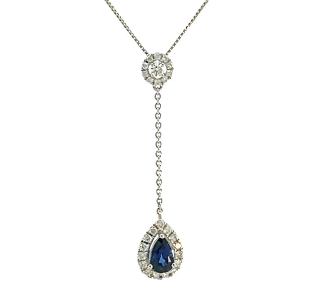 Sapphire and Diamond Pendant in 14 kt White Gold