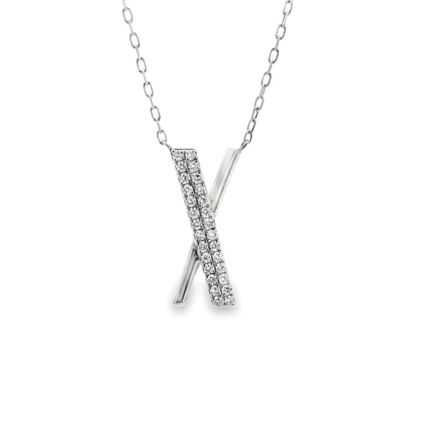 Diamond "X" Pendant in 14 kt White Gold