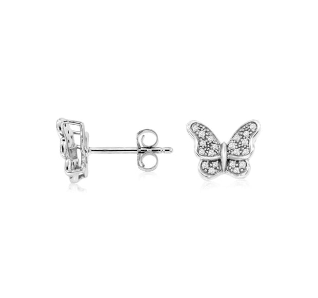 Diamond Butterfly Earrings in 14 kt White Gold