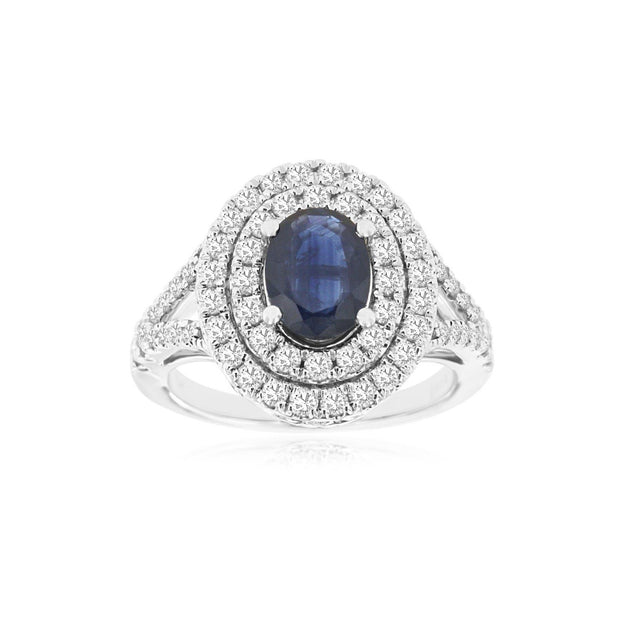 Sapphire and Diamond Ring in 14 kt White Gold
