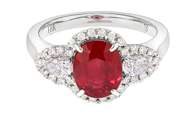 Ruby and Diamond Ring in 18 kt White Gold