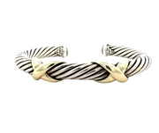 Vintage "Double X" Bracelet by David Yurman in Sterling and 18 kt Yellow Gold