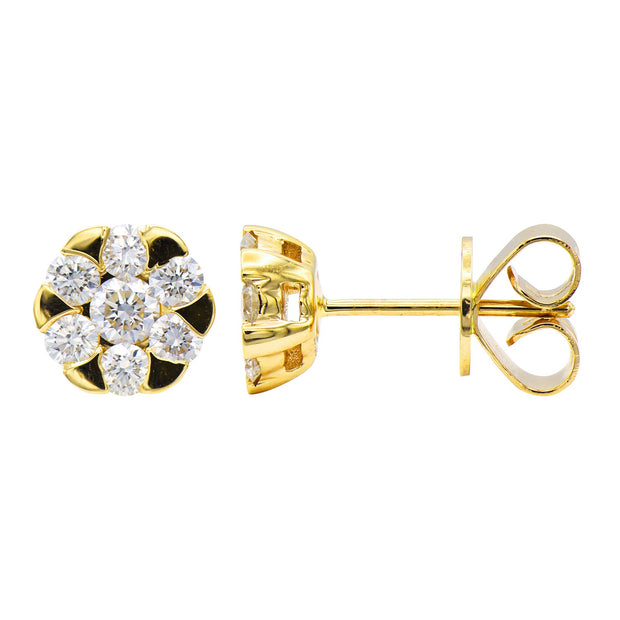 Diamond Stud Style Earrings in 18 kt Yellow Gold