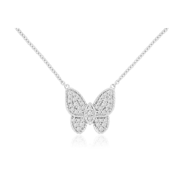 Diamond Butterfly Pendant in 14 kt White Gold