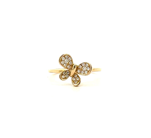 Diamond Butterfly Ring in 14 kt Yellow Gold