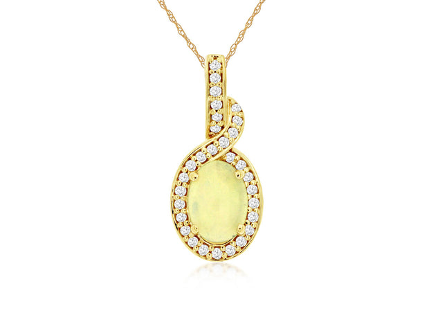 Opal and Diamond Pendant in 14 kt Yellow Gold