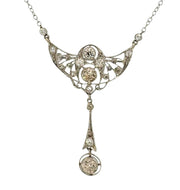 Antique Old European Cut Diamond Necklace in Platinum