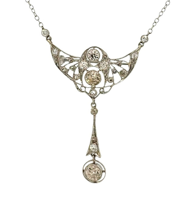 Antique Old European Cut Diamond Necklace in Platinum