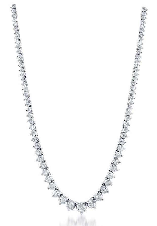 11.36 carat Diamond Tennis Necklace in 14 kt White Gold