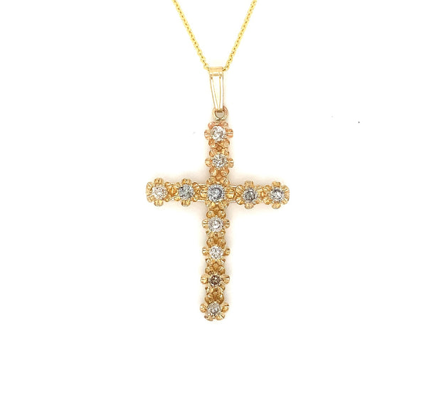 Diamond Cross Pendant in 14 kt Yellow Gold