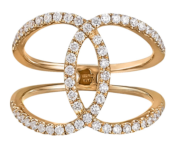 Diamond Double C Ring in 18 kt yellow gold
