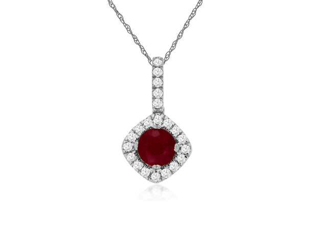 Ruby and Diamond Necklace in 14 kt White Gold