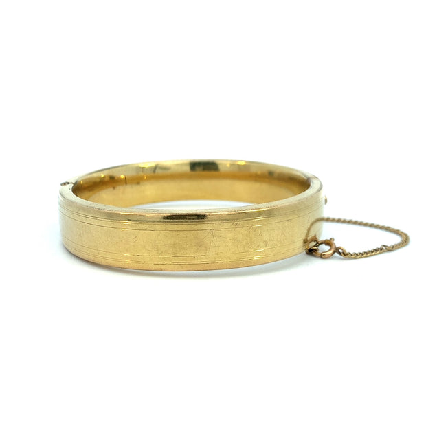Vintage Gold Filled Bangle Bracelet with Flower Design