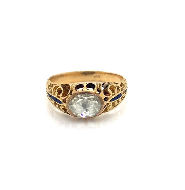 Vintage 1.00 carat Rose Cut Diamond Ring in 18 kt Yellow Gold