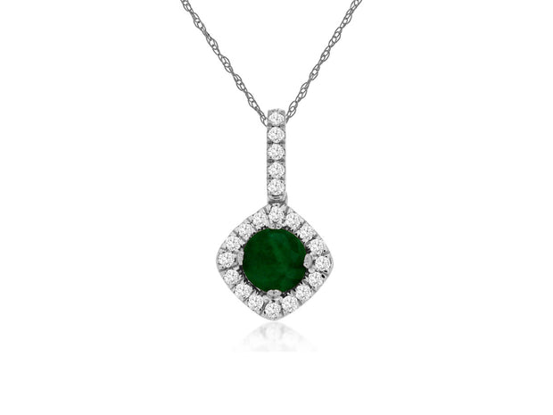Emerald and Diamond Necklace in 14 kt White Gold