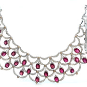 Rubelite and Diamond Necklace in 18 kt White Gold
