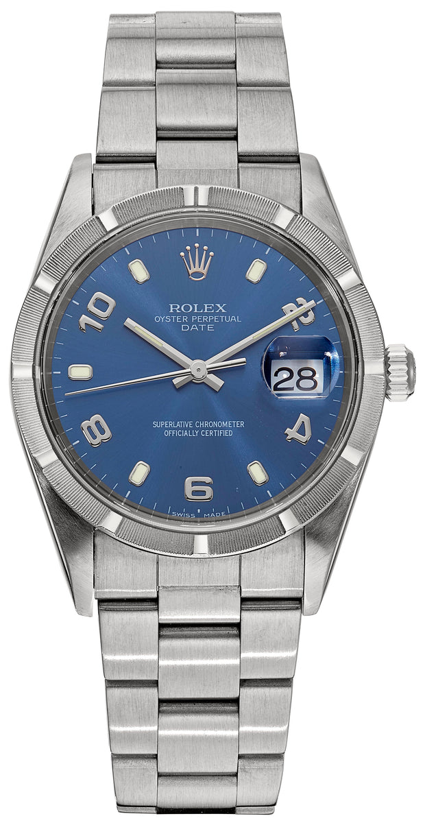 Pre-Owned Rolex Date Model with Blue Dial in Stainless