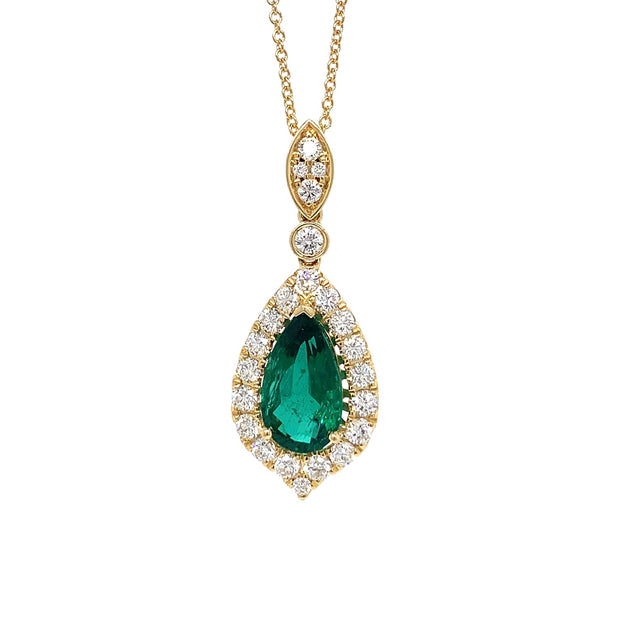 Emerald and Diamond Necklace in 18 kt Yellow Gold