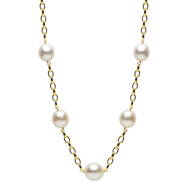 South Sea Pearl Station Necklace in 14 kt yellow gold