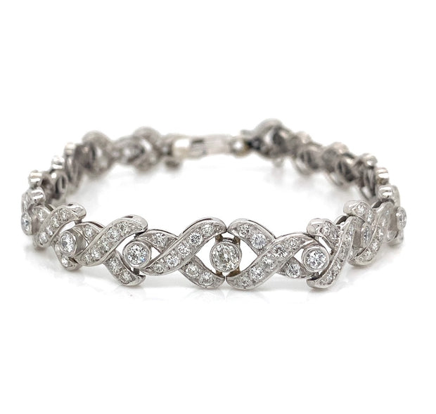 4.75 carat Antique Diamond Link Bracelet in Platinum