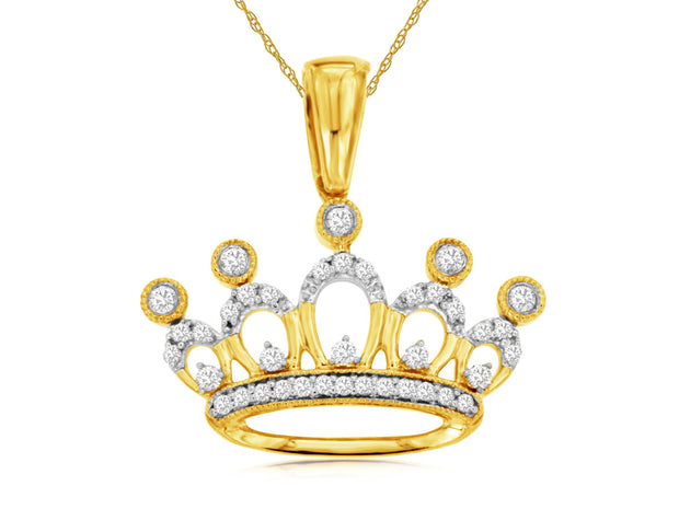 Diamond Crown Pendant in 14 kt Yellow Gold