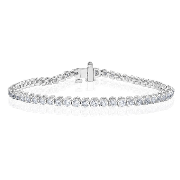 Diamond Tennis Bracelet, 59D=2.92cttw, 14ktw (bezel with prong design)