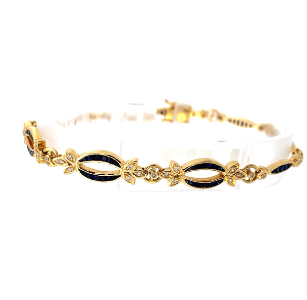 Sapphire and Diamond Bracelet in 18 kt Yellow Gold