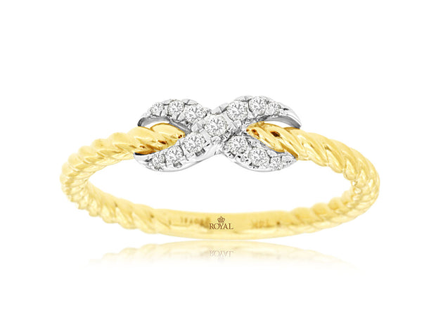 Diamond  "Infinity" Ring in 14 kt Yellow Gold
