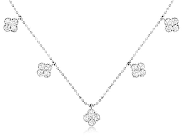 Quatrafoil Style Diamond Necklace in 14 kt white gold