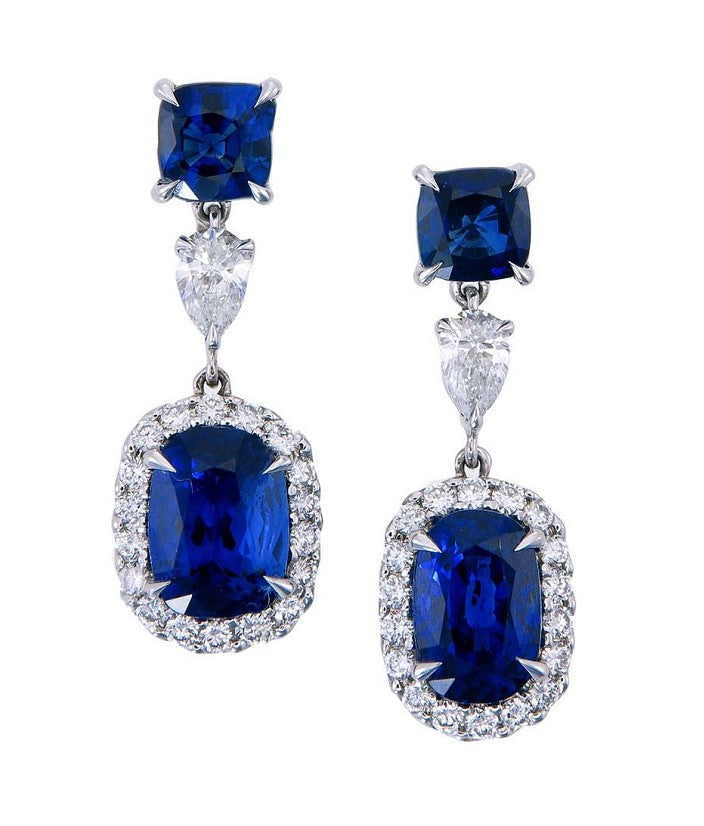 Blue & White Ceylon Sapphire earring