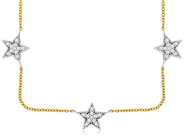 Diamond Star Necklace in 14 kt yellow gold