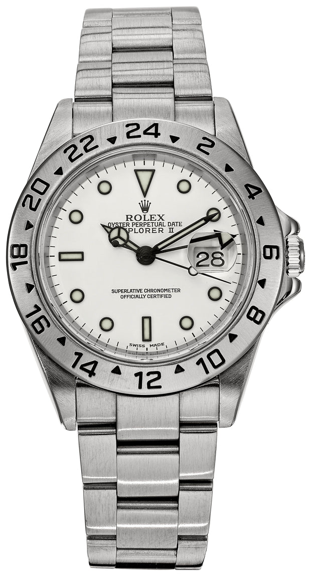 Pre-Owned Rolex Explorer II with White Dial on Stainless Bracelet