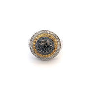Diamond Fashion Ring with Black, Yellow and White Diamond in 18 kt White and 18 kt Yellow Gold