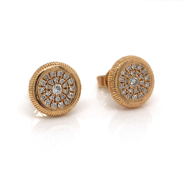 Diamond Pave Stud Earrings in 18 kt Rose Gold
