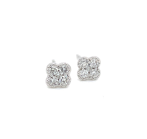 Diamond Quatrefoil Earrings in 18 kt White Gold