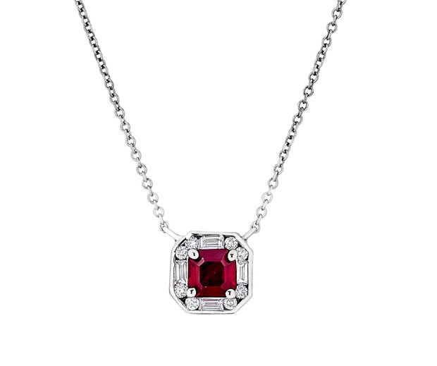 Ruby and Diamond Necklace in 18 kt White Gold
